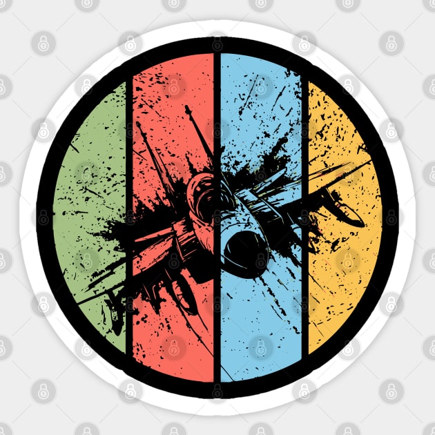 Vintage Grunge Airplane Pop Art – Retro Aviation Distressed Tee Sticker by TuncGK